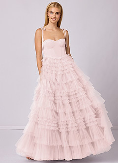 Barbie ♥ Azazie Bridesmaid Dresses Blushing Pink A-Line Sweetheart Neckline Tulle Dress image4