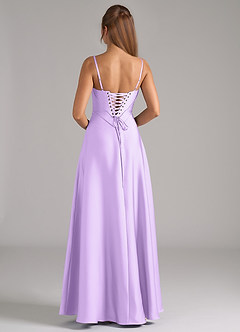 Azazie Valentine Bridesmaid Dresses Lilac A-Line Corset Stretch Satin Dress image5