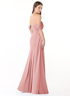 Azazie Amyra Jurken voor bruidsmeisjes Converteerbaar Jurk van Stretch Satijn met Zeemeermin Off the Shoulder Poederroze image5