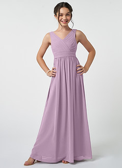 Azazie Kora Junior Wisteria A-Line Pleated Chiffon Dress image1
