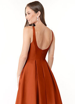 Azazie Neve Abiti da Damigella Abito Principessa in Raso Elasticizzato Con Tasche Paprika image6