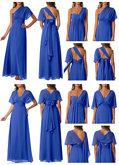 Azazie Fifi Jurken voor bruidsmeisjes Converteerbaar Jurk van Chiffon met A-Lijn Strapless Koningsblauw image10
