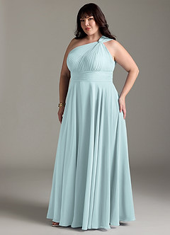 Azazie Charlize Bridesmaid Dresses Mist A-Line One Shoulder Chiffon Dress image11