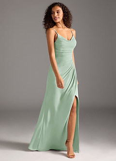 Azazie Deandra Bridesmaid Dresses Agave Mermaid Pleated Chiffon Dress image4