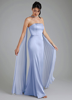 Azazie Tyler Robes de demoiselle d'honneur Robe Fourreau Convertible en Satin extensible Sans bretelles Eis image9