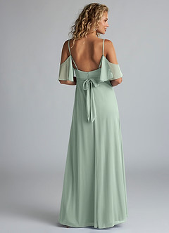 Azazie Fiena Bridesmaid Dresses Agave A-Line V-neck Ruched Mesh Dress image3
