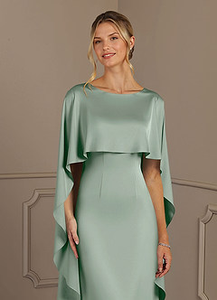 Azazie Eli Mère de la mariée Robes Robe Fourreau en Satin extensible Col bateau Agave image5