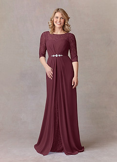 Azazie Leonine Mother of the Bride Dresses Cabernet A-Line Scoop lace Chiffon Dress image3