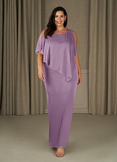 Azazie Aspyn Final Sale Wisteria Sheath Beaded Mesh Dress image9