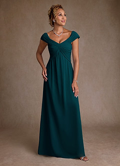Azazie Myrtle Abiti per la Madre della Sposa Abito A-Line in Chiffon Plissettato Pino image1