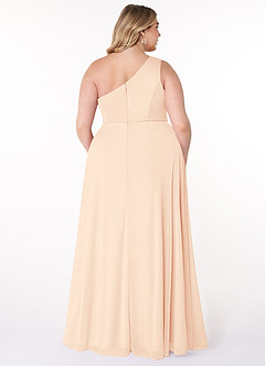 Azazie Brooke Jurken voor bruidsmeisjes Jurk van Mesh met A-Lijn One-Shoulder Parel Roze image36
