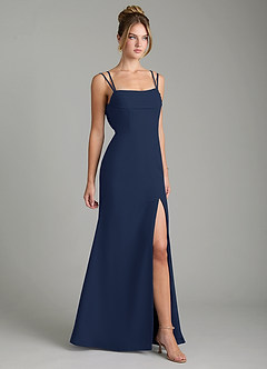 Azazie Egypt Bridesmaid Dresses Dark Navy Sheath Sweetheart Neckline Chiffon Dress image5
