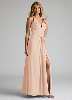 Azazie Maren Allure Bridesmaid Dresses English Rose A-Line V-Neck Lace Chiffon Dress image4