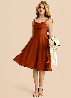 Azazie Bear Junior Paprika A-Line Sweetheart Neckline Stretch Satin Dress image4