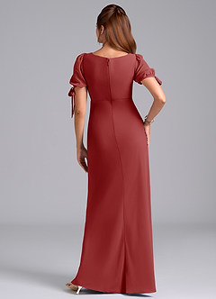 Azazie Pheby Bridesmaid Dresses Rust A-Line Pleated Chiffon Dress image6
