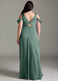 Azazie Rhea Robes de demoiselle d'honneur de maternité Robe Trapèze Épaule nue plissée Longueur ras du sol Satin extensible image9