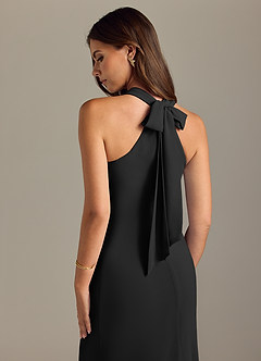Azazie Doretta Bridesmaid Dresses Black Mermaid Pleated Chiffon Dress image2