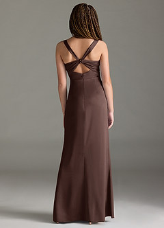 Azazie Mero Junior Ganache Mermaid Pleated Stretch Satin Dress image5