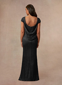 Azazie Galilea Mother of the Bride Dresses Black Mermaid V-Neck Metallic Mesh Dress image3