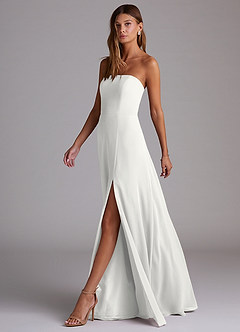 Azazie Wren Bridesmaid Dresses White A-Line Side Slit Chiffon Convertible Dress image6