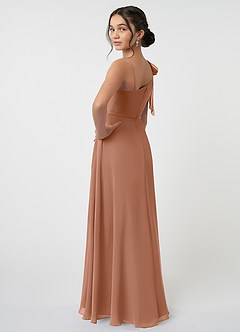 Azazie Aidy Junior Bronzer A-Line Bow Chiffon Dress image4