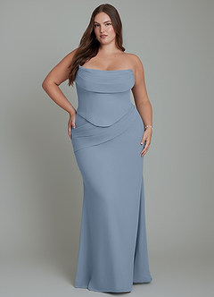 Azazie Sorrel Abiti da Damigella Abito Sirena in Chiffon Corsetto Blu Polveroso image16