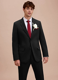front Ethan Black Refined Weave Performance Suit