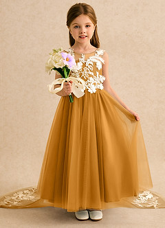Azazie Mixie vestidos de niña de las flores Vestido de Caramelo de Encaje de Corte Princesa image6