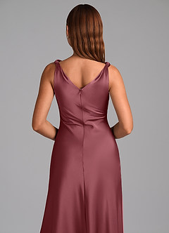 Azazie Nerine Brudtärnklänningar Klä av A-Linje i Stretch Satin Plisserad Desert Rose image2