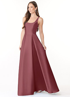 Azazie Neve Brautjungfernkleider Ballkleid mit Taschen Stretch-Satin Kleid Wüstenrose image3