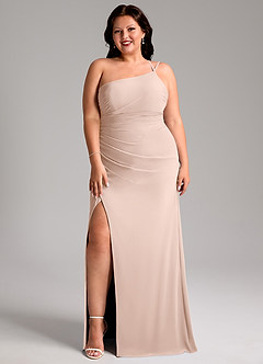 Azazie Eren Jurken voor bruidsmeisjes Jurk van Chiffon met Kolom One-shoulder Engelse Roos image11