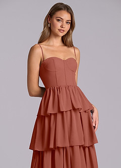 Azazie Faye Bridesmaid Dresses Auburn A-Line Sweetheart Neckline Chiffon Dress image2