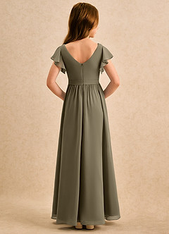 Azazie Milly Girls Formal Flower Girl Dresses Willow Green A-Line Pleated Chiffon Dress image2
