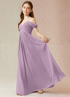 Azazie Kaitlynn Junior Wisteria A-Line Off the Shoulder Chiffon Dress image3