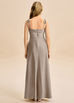Azazie Willa Junior Taupe Mermaid Bow Stretch Satin Dress image6