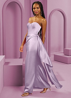 Barbie ♥ Azazie Bridesmaid Dresses Frosted Lilac Sheath Strapless Stretch Satin Convertible Dress image6