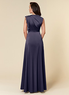 Azazie Narine Mother of the Bride Dresses Stormy A-Line High Neckline Pleated Stretch Satin Dress image5