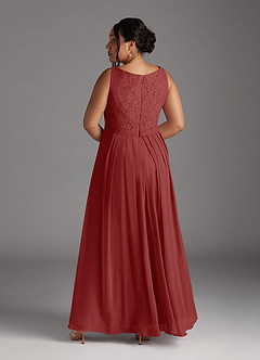 Azazie Ainsling Kleider für die Brautmutter A-Linie Quadratischer Ausschnitt Spitze Chiffon Kleid Rost image16