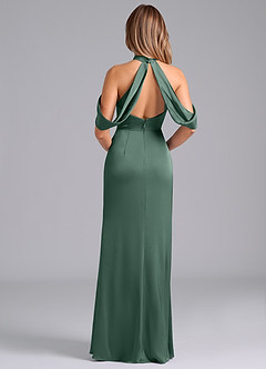Azazie Bonny Jurken voor thuis passen Jurk van Stretch Satijn met Zeemeermin Off the Shoulder Eucalyptus image2