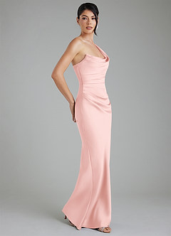 Azazie Sabrina Bridesmaid Dresses Powder Pink Mermaid Corset Stretch Satin Dress image8