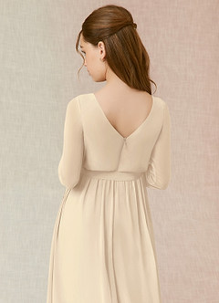 Azazie Angelica Junior Champagne A-Line Pleated Chiffon Dress image7