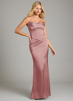 Azazie Sorrel Bridesmaid Dresses Dusty Rose Mermaid Strapless Stretch Satin Convertible Dress image6