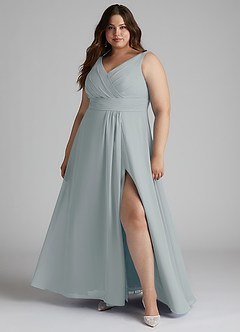 Azazie Karina Bridesmaid Dresses Dolphin Grey A-Line Pleated Chiffon Dress image6