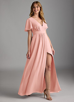 Azazie Zaniah Bridesmaid Dresses Rosette A-Line Chiffon Dress image3