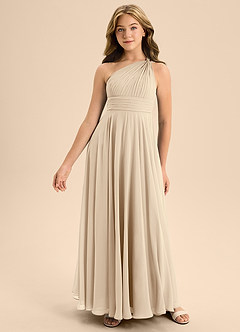 Azazie Charlize Junior A-Linie Plissee Chiffon Kleid Champagner image3