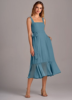 Azazie Deb Bridesmaid Dresses Bermuda A-Line with Pockets Chiffon Convertible Dress image4