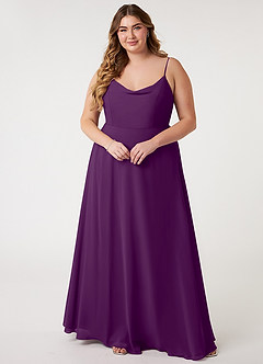 Azazie Daenerys Bridesmaid Dresses Grape A-Line Cowl Chiffon Dress image8