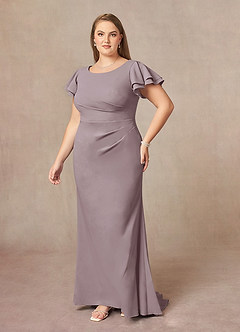 Azazie Peppermint Abiti per la Madre della Sposa Abito Sirena in Crepe Elasticizzato Increspato con Scollo a U Dusk image8