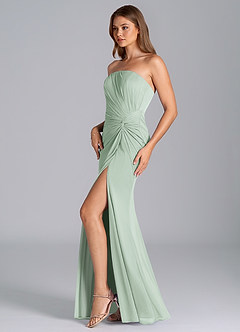 Azazie Mariya Vestidos de damas de honor Vestido de Agave de Malla de Corte Sirena con Sin tirantes image5