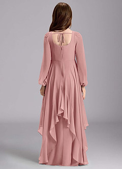 Azazie Clara Junior Abito A-Line in Chiffon Blusa Rosa Polverosa image2